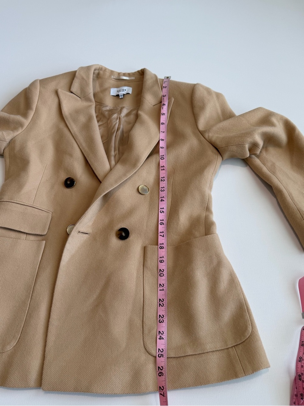 Reiss Larsson Double Breasted Blazer Women’s Size 8 Camel Twill Wool Tailored - Picture 13 of 13